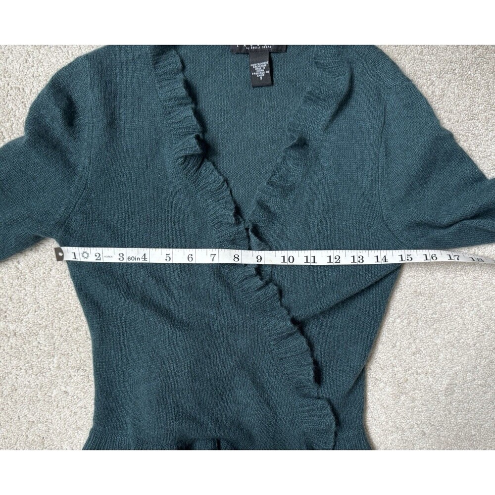 Vintage Laundry by Shelli Segal 100% Cashmere Ruffle Tie Front Wrap Cardigan~SM - Picture 5 of 13